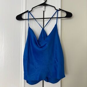 Royal blue open-back Zara top